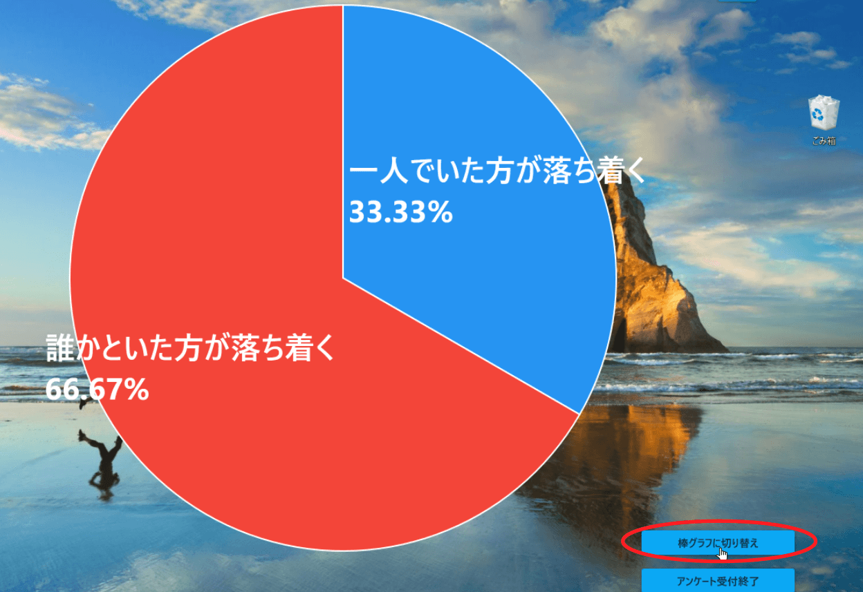 Show the poll result with bar plot or pie chart