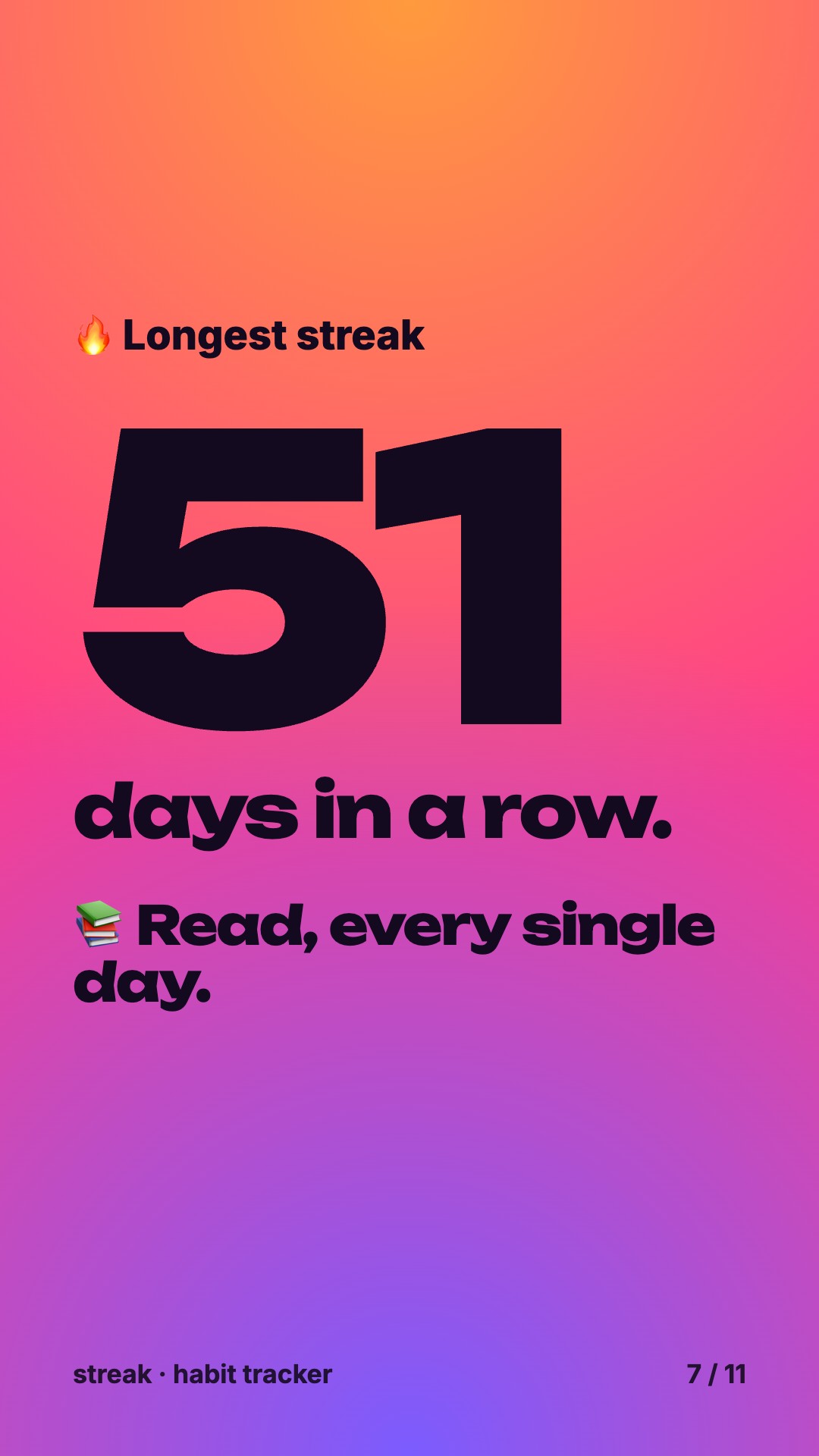 A Recap slide: longest streak, 49 days in a row