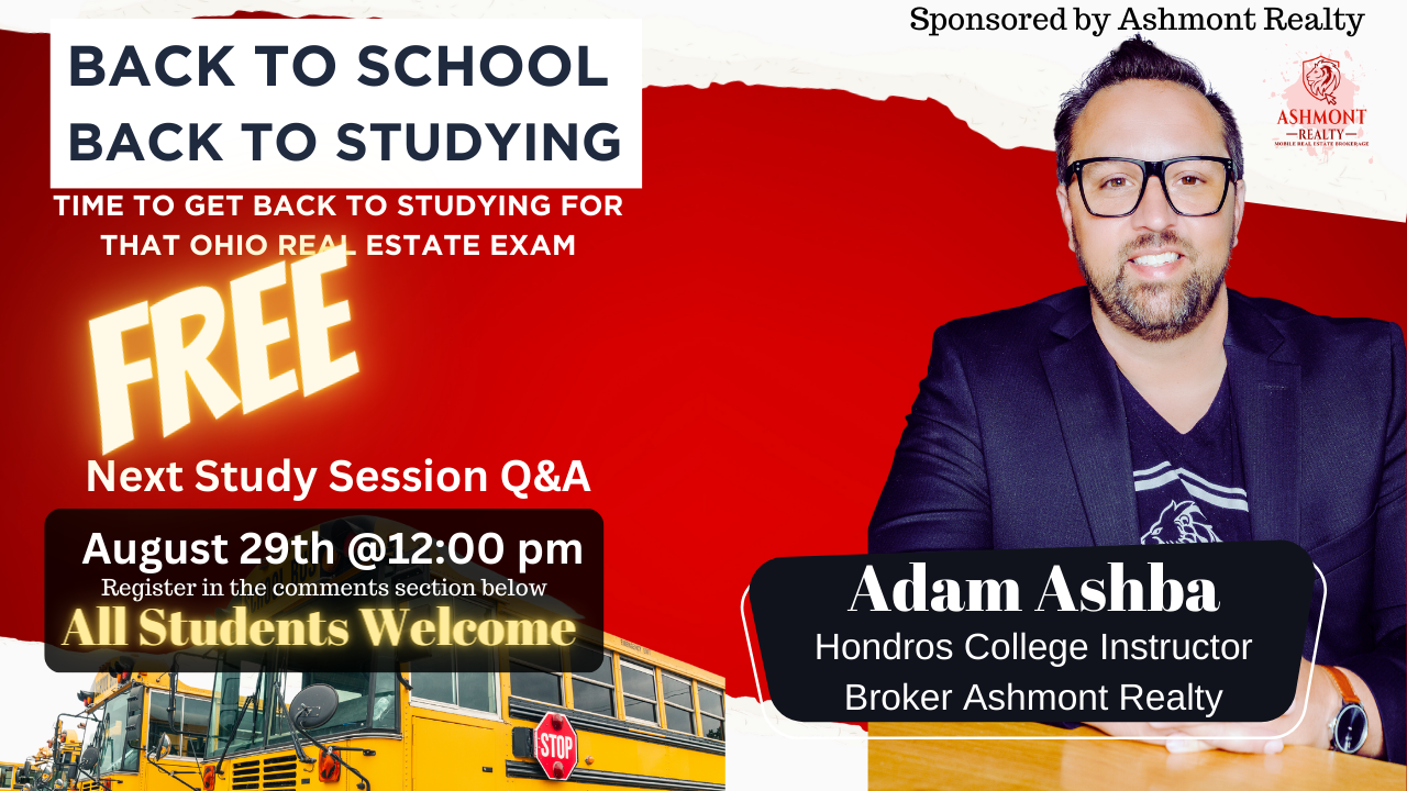 Ohio Real Estate Exam Study Session FREE for all Students