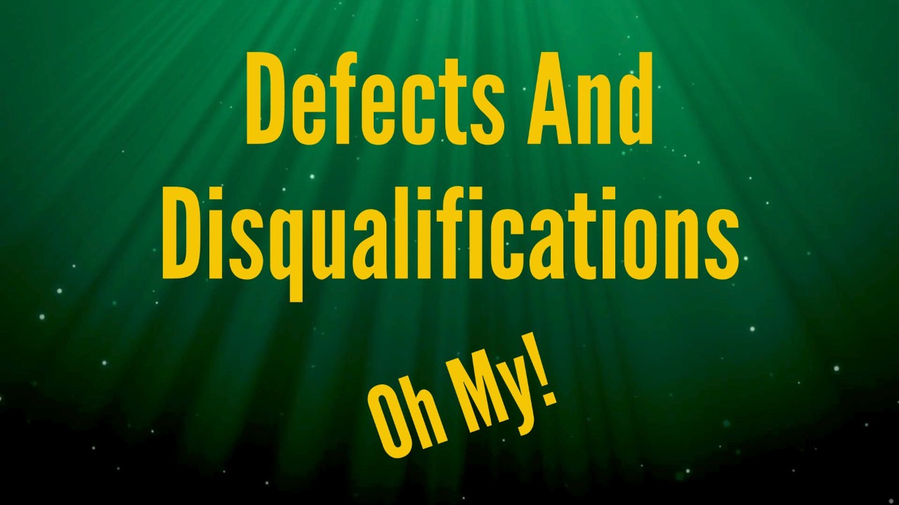 Defects and Disqualifications What they are and why we need to watch for them.