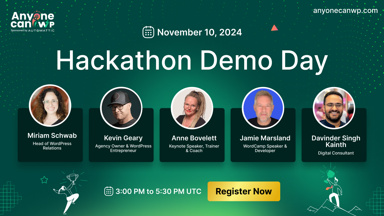 Hackathon Day Visualization AnyoneCanWP Hackathon Demo Day