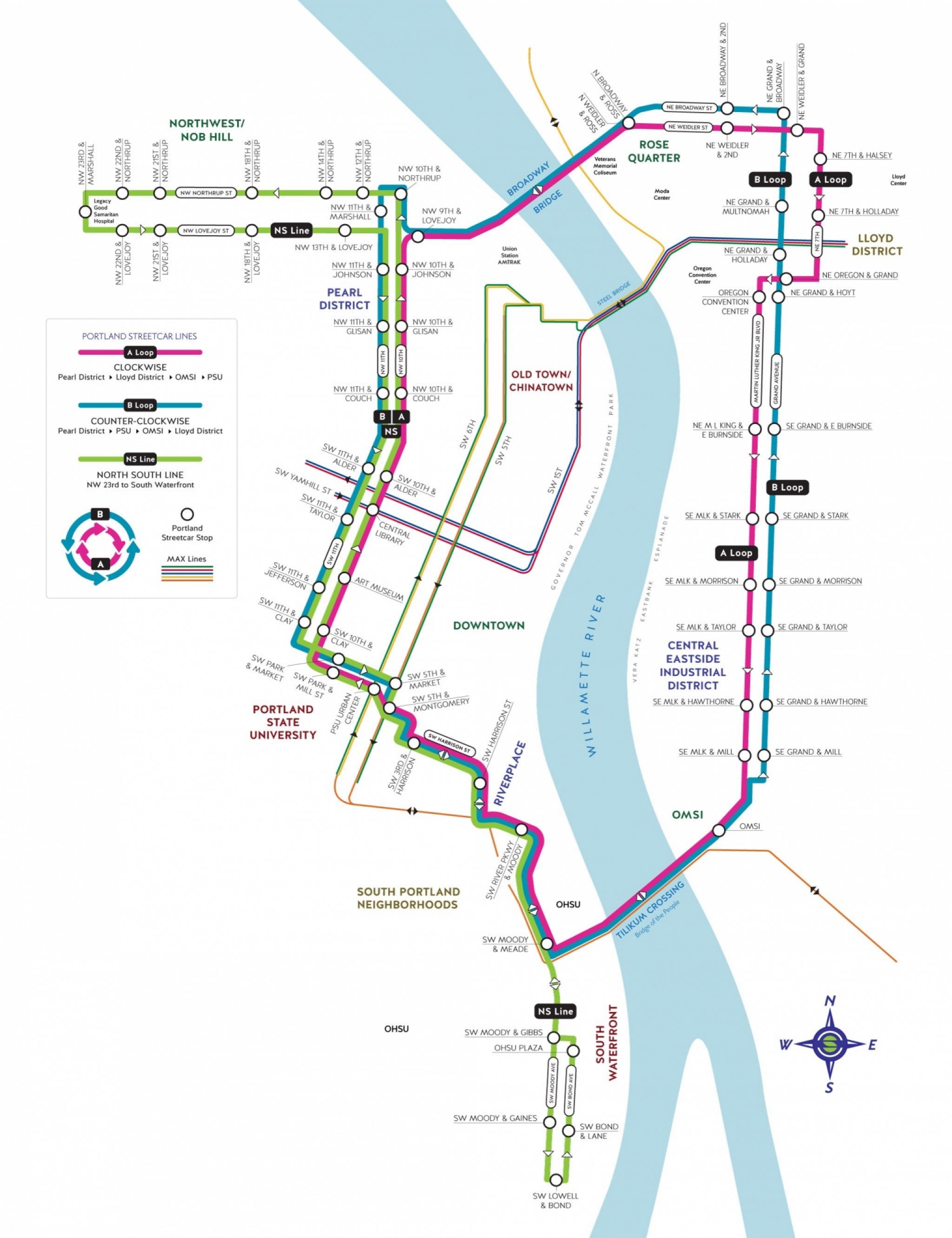 Portland Oregon Streetcar Map Maps + Schedules   Portland Streetcar