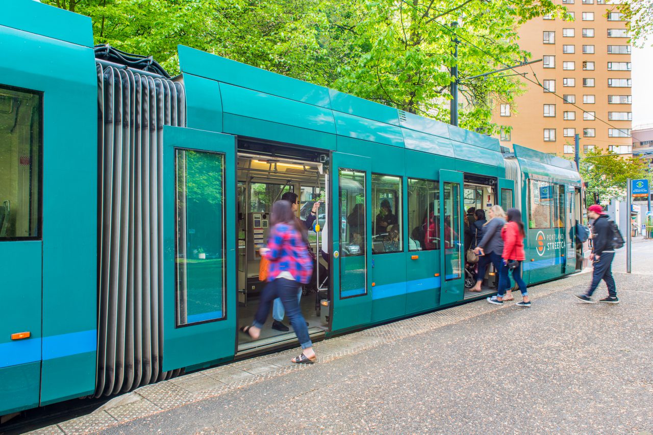 Riders boarding a Streetcar