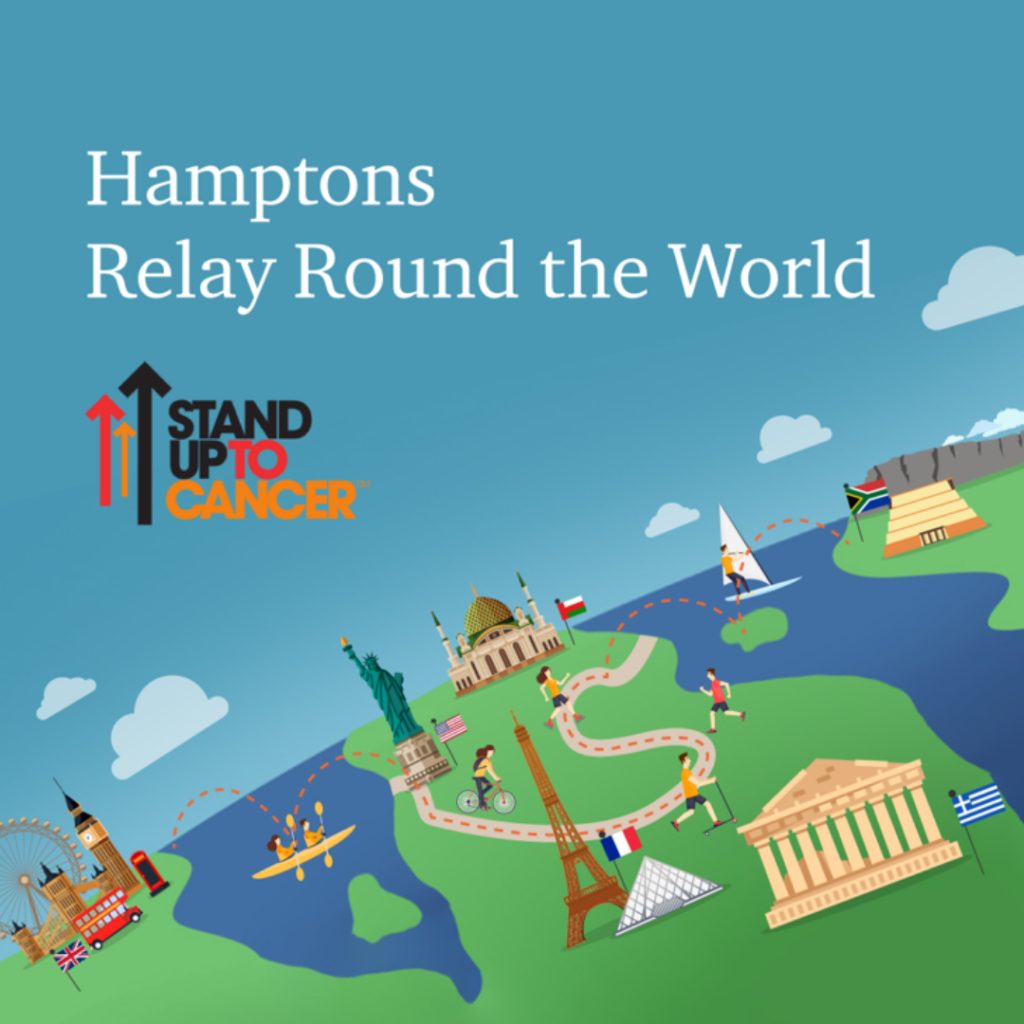 Hamptons estate agents are delighted to announce they have completed their fundraising initiative 'Relay around the World' raising money for Cancer Research UK's Stand Up To Cancer Campaign. Hamptons Relay around the World | Hamptons completes its 'Relay around the World' fundraising initiative for Stand Up To Cancer