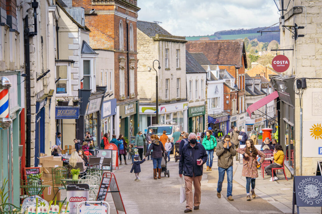 Stroud was bustling with shoppers on Monday morning.