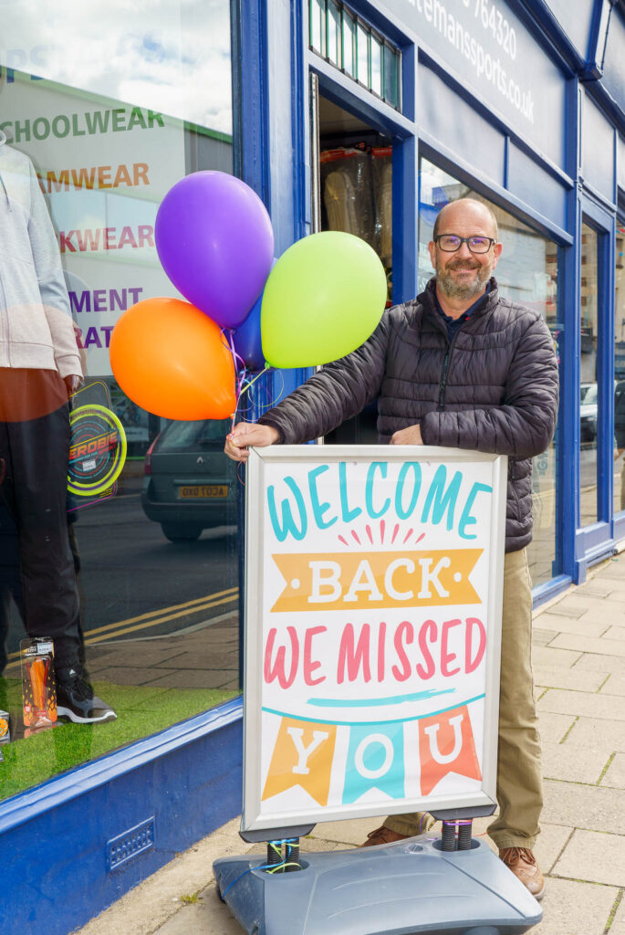 Andy Bateman welcoming customers back to Bateman’s.