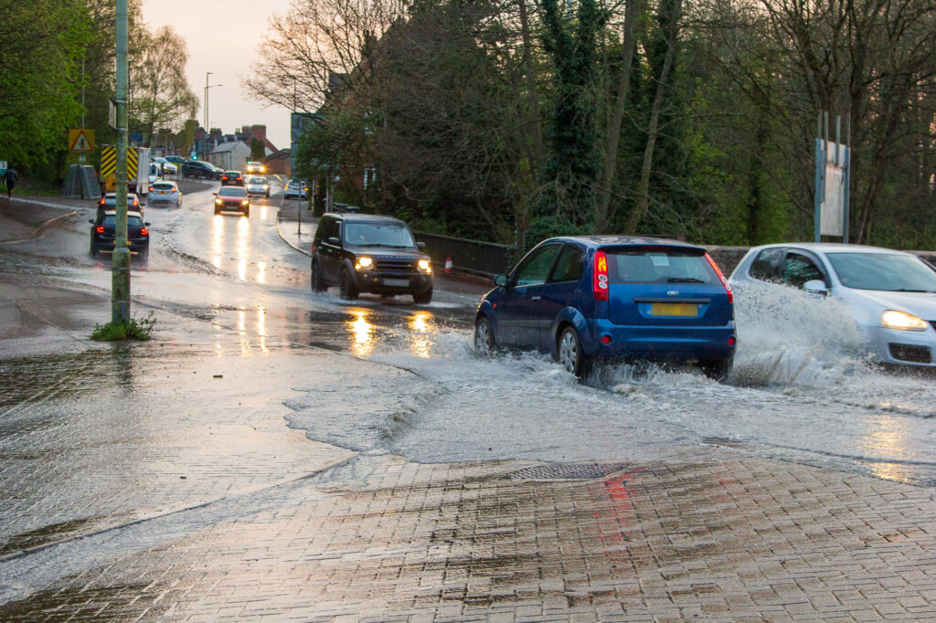 A burst water pipe is causing disruption around Stroud. Flooding on Bath Road at Wallbridge
