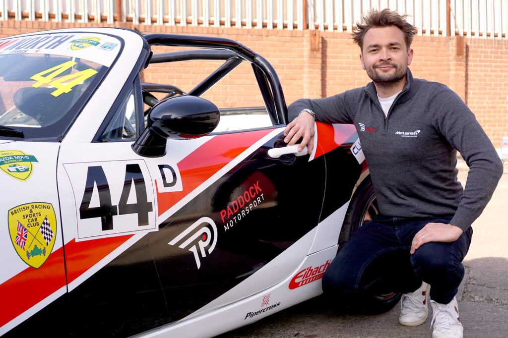 Stroud-based motoring personality, Nick Ponting will step back into a racing car after a six-year absence, when he lines up on the grid at Silverstone on June 19th and 20th in the BRSCC Mazda Supercup. Nick Ponting