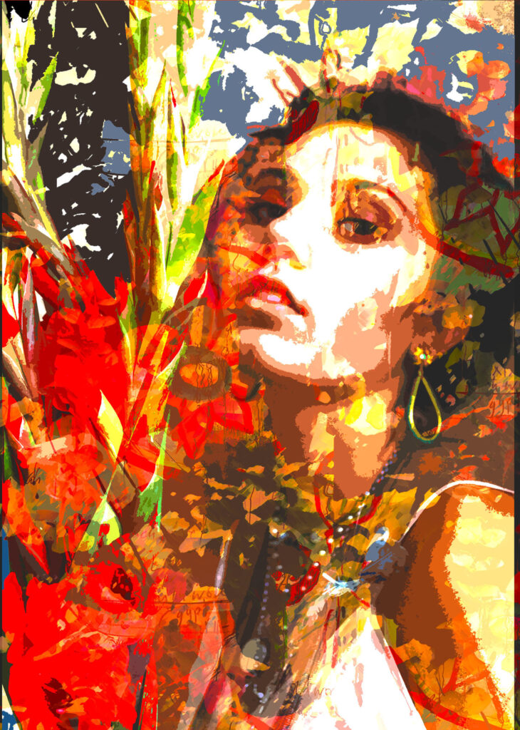 The huge relief at the world beginning to open up again is shared by everyone, and one of the great joys of this process is seeing the arts in Stroud beginning to flower again, on the walls and streets of Stroud, after a long, strange winter. gladioli girl | Lucy Inder exhibition: the arts coming back out to play