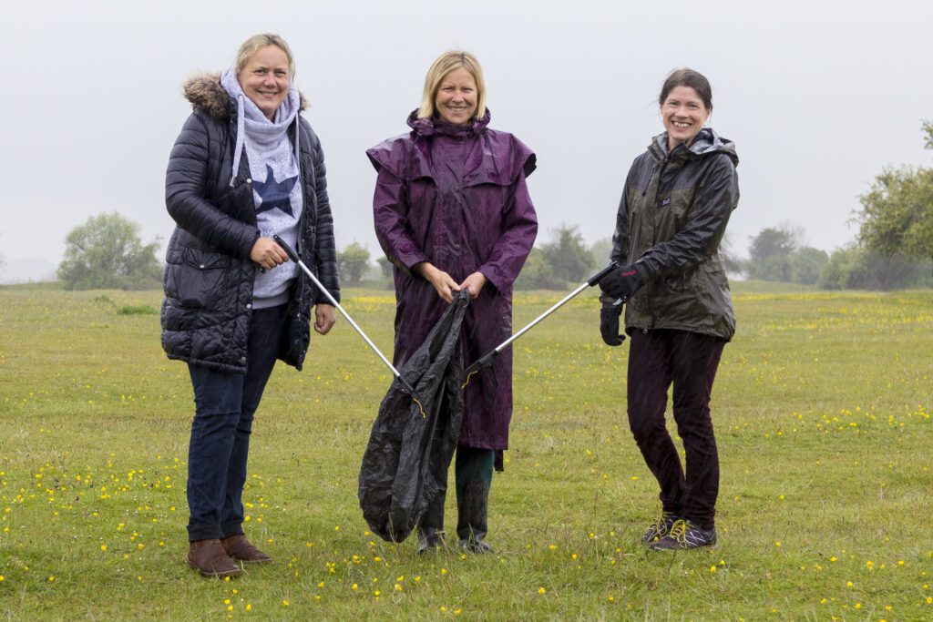 A new litter-picking group has sprung into action in Stroud following a social media trend. Five valleys Wombles (l-r) Liz Bruksgard, Karin Ayres and Jo Bandle at Minchinhampton Common. Picture: Carl Hewlett/Hewlett Photography & Design