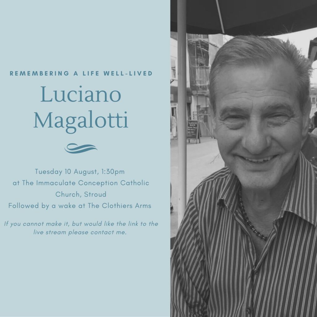 The funeral of popular Stroud publican Luciano Magalotti will take place on Tuesday, August 10th, 1.30 pm at the Immaculate Conception Church, Beeches Green, Stroud. 219609885 4701077776587816 2379914613159993251 n | Luciano Magalotti's funeral details announced