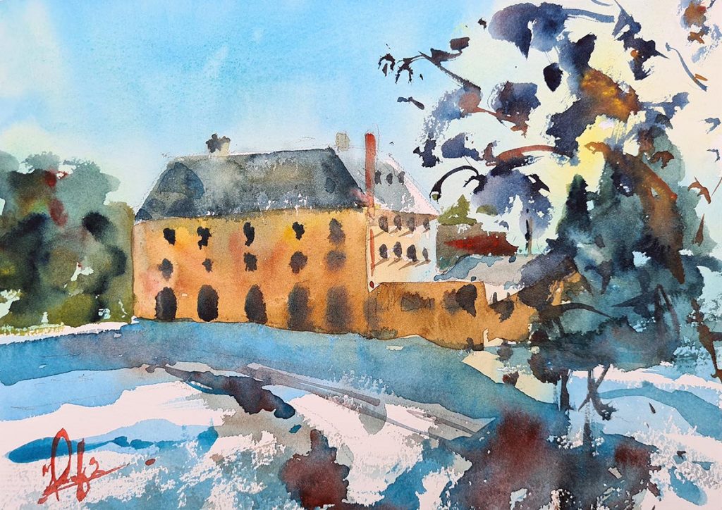 Artist Max Panks’s distinctive paintings of the Stroud area have gained him a strong following on social media. 16 The Bear of Rodborough in the Snow | Max captures the beauty of the Stroud valleys