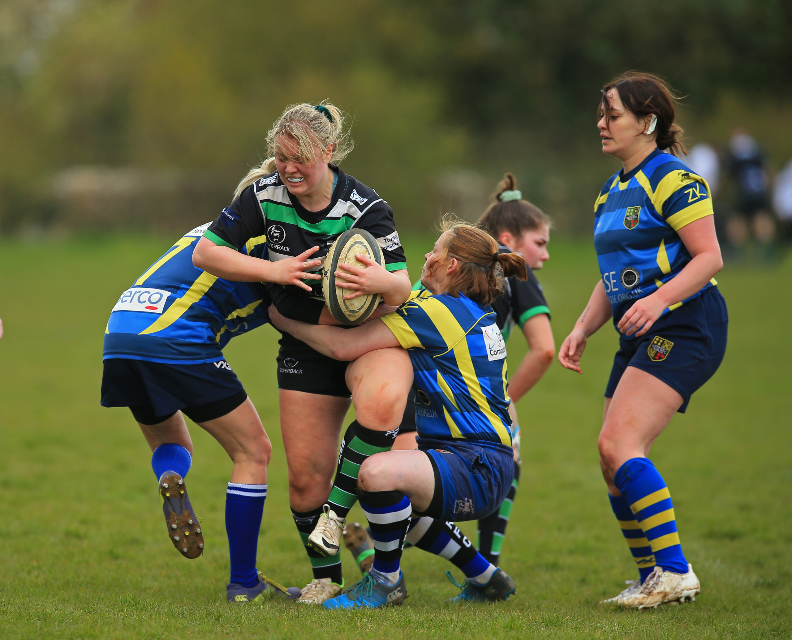 17 Minchinhampton Ladies RFC captain Amy Barnett tacked hard with the ball scaled | In pictures: Minch women play inaugural game