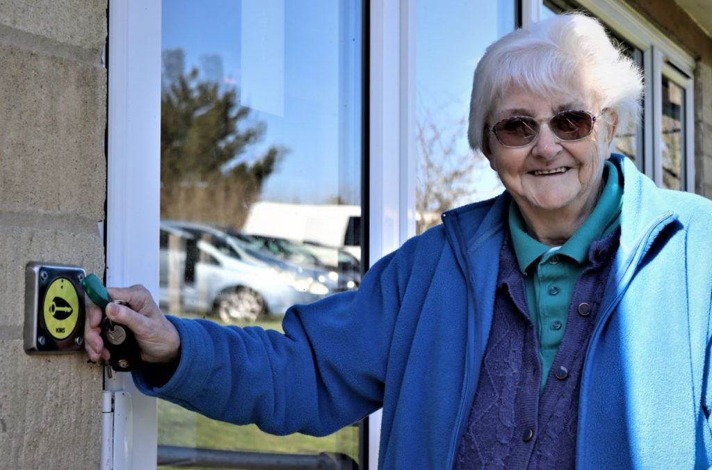 A newly refurbished Independent Living scheme for older people was opened for guests to view its renovations on a sunny spring morning. The new key fob access at Burdett House is easy for residents to use | Independent Living scheme renovations welcomed by residents in Stonehouse