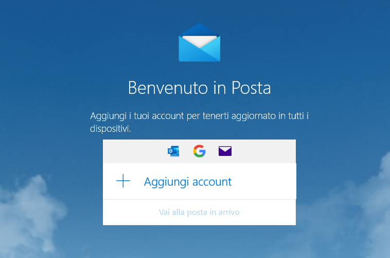 Schermata dell'app Posta di Windows