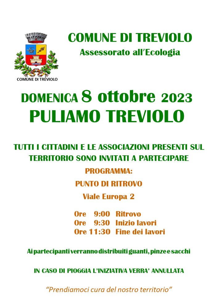 Locandina Puliamo Treviolo - 08/10/2023