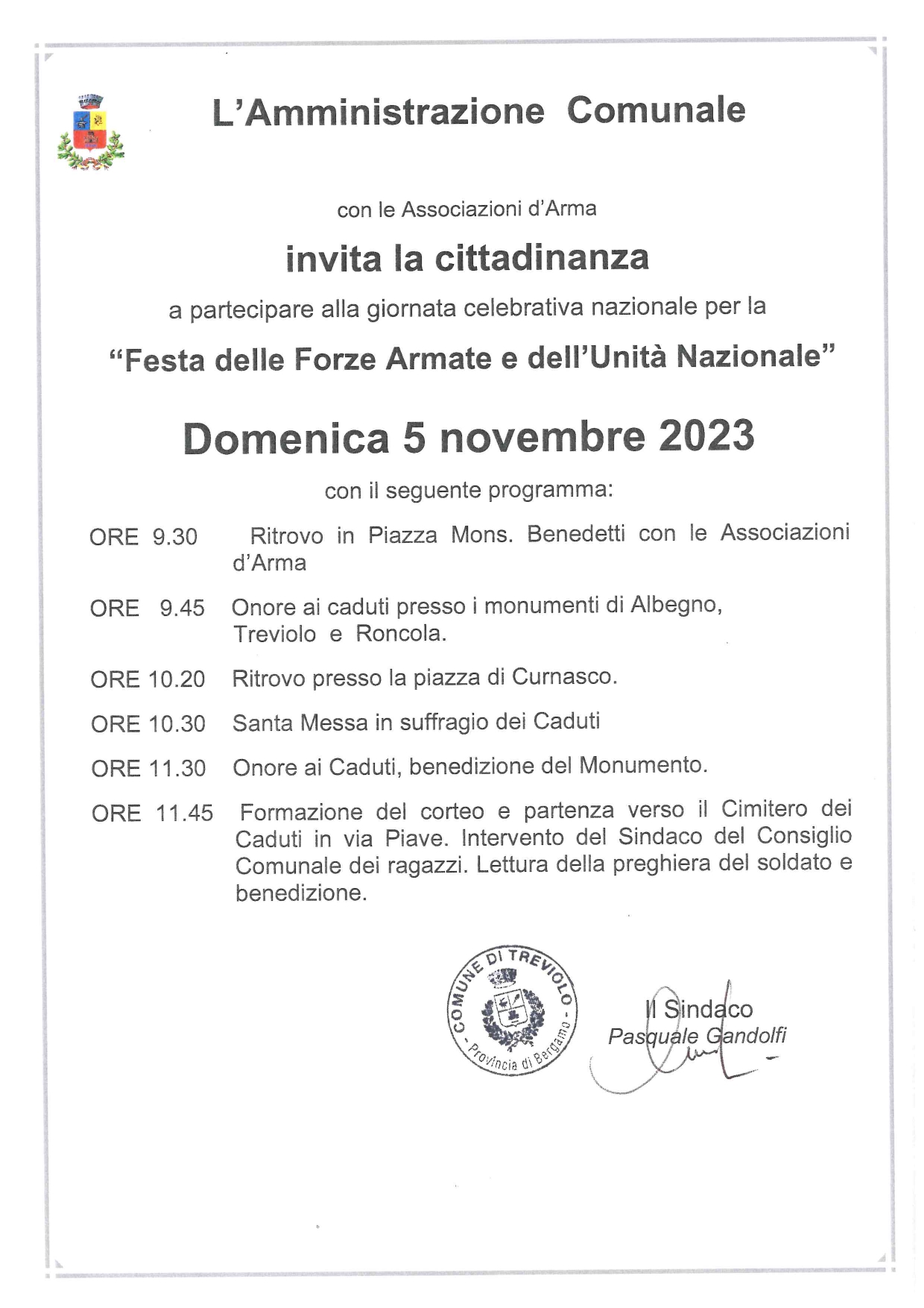 Locandina Festa delle Forze Armate e dell'Unità Nazionale 2023