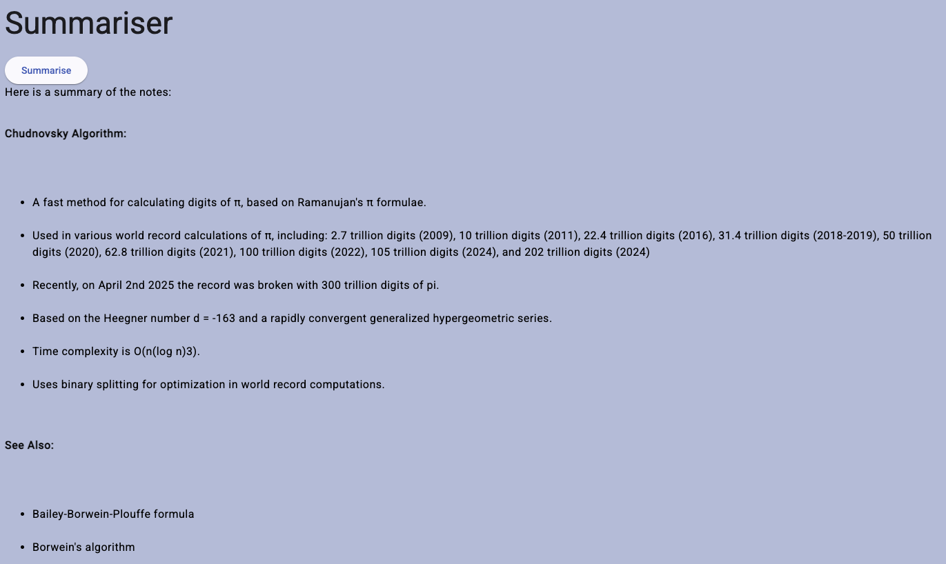 Summarisation Example