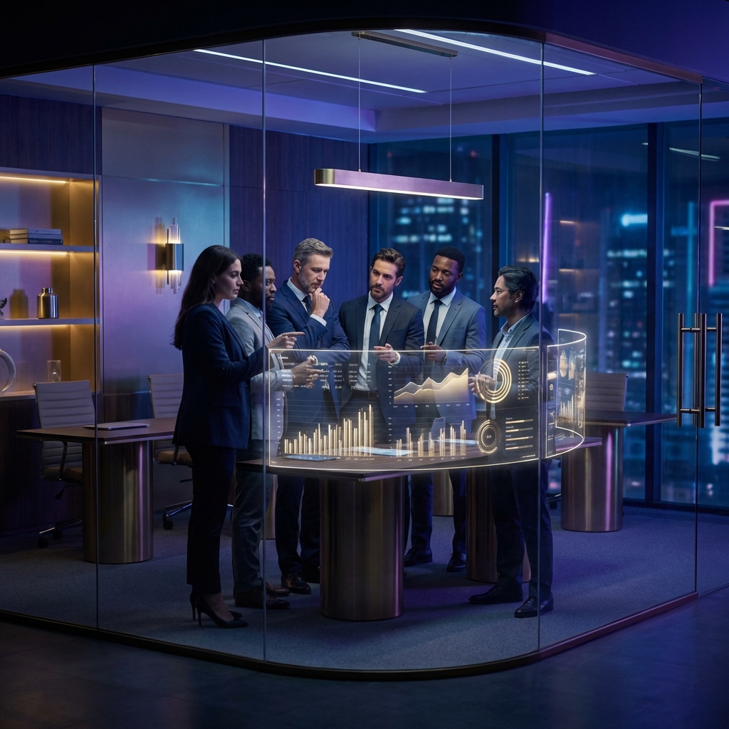 Team collaborating in a modern office