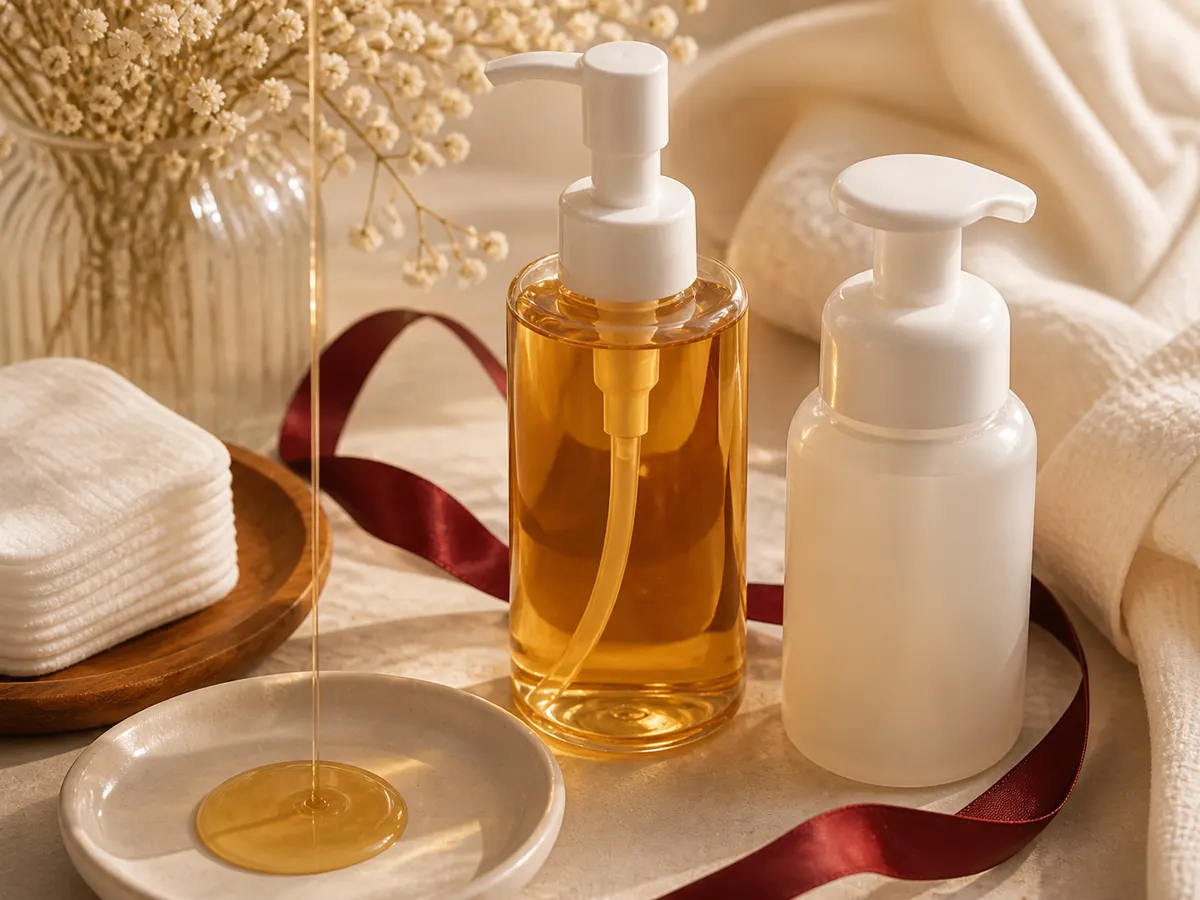 Gentle Japanese double cleansing in India — oils for SPF and makeup