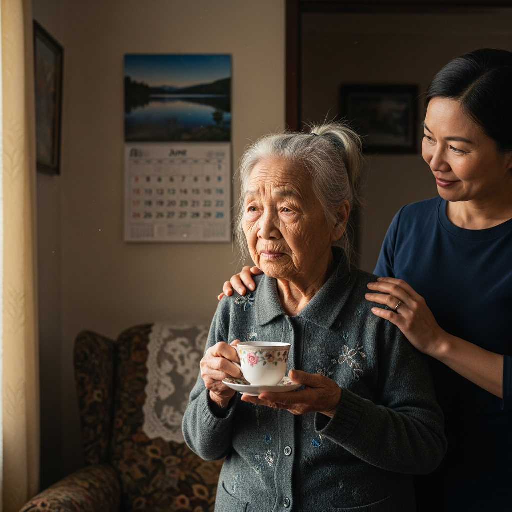 Người cao tuổi có biểu hiện suy giảm trí nhớ nhận được sự quan tâm và hỗ trợ từ người thân trong gia đình.