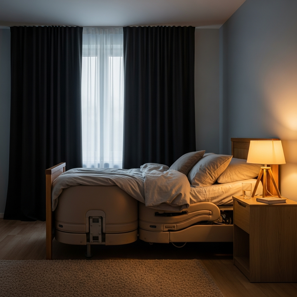 Không gian phòng ngủ an toàn, yên tĩnh và ánh sáng dịu nhẹ thiết kế riêng cho người cao tuổi