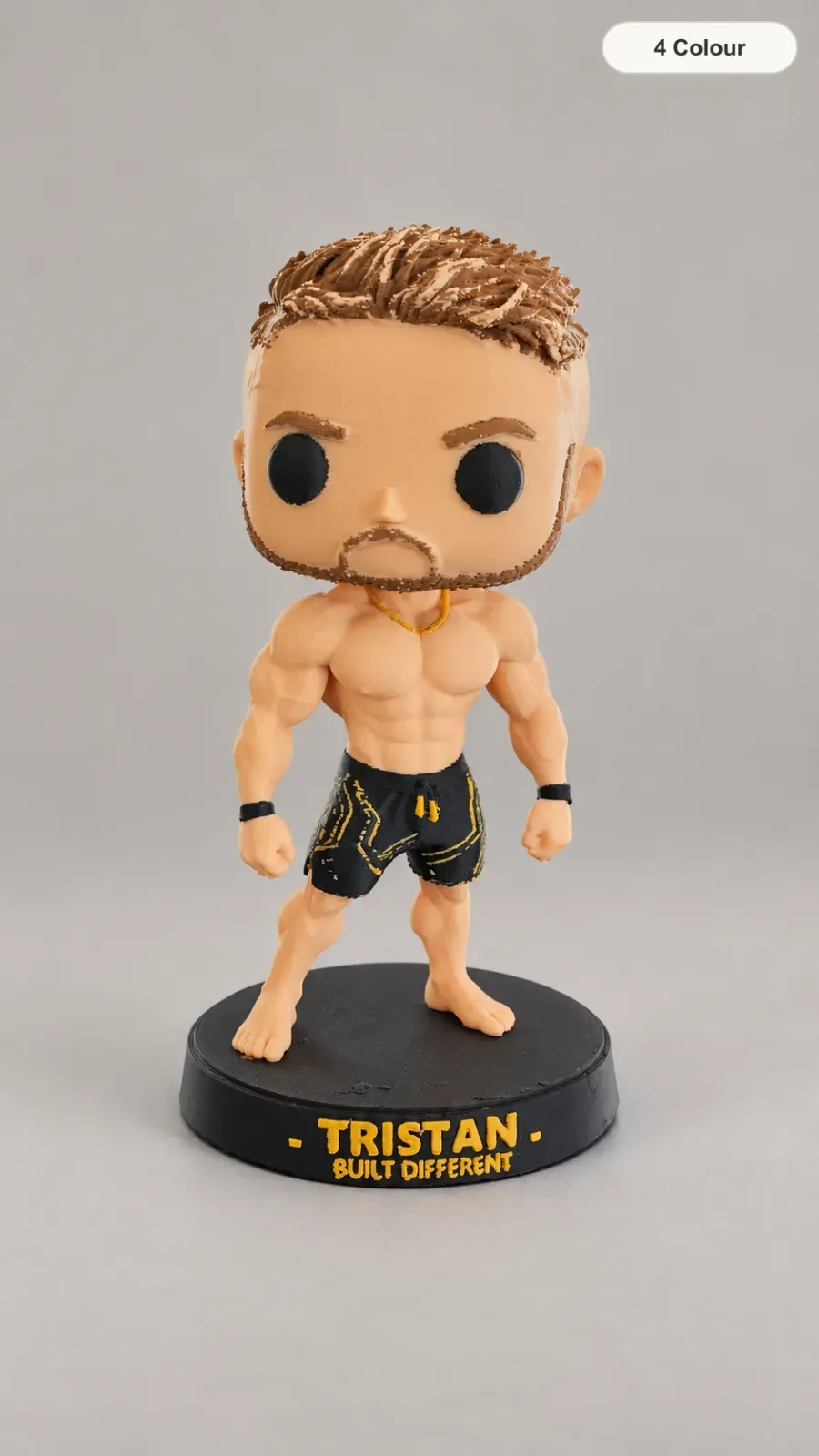 Personalised large-head collectible figurine with custom clothing and details