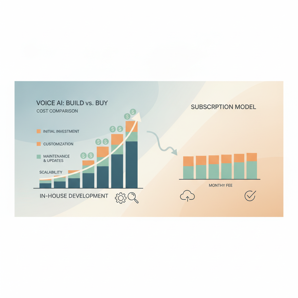 Comparison of in-house voice AI development costs versus off-the-shelf subscription models