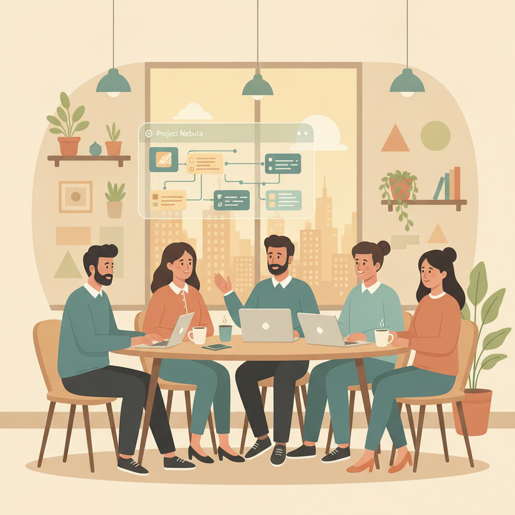 Software developer team collaborating on a SaaS application
