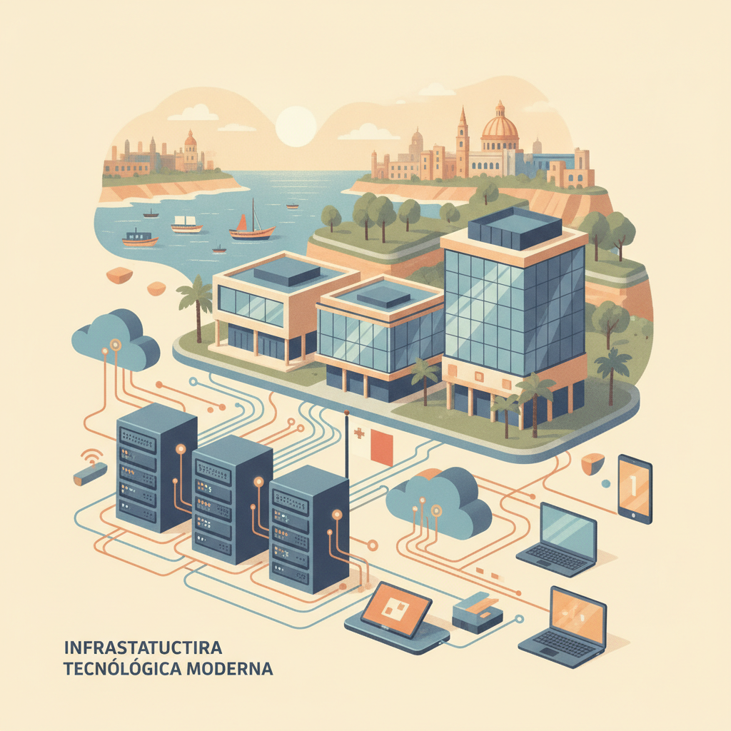 Infraestructura tecnológica moderna y entorno empresarial de Malta