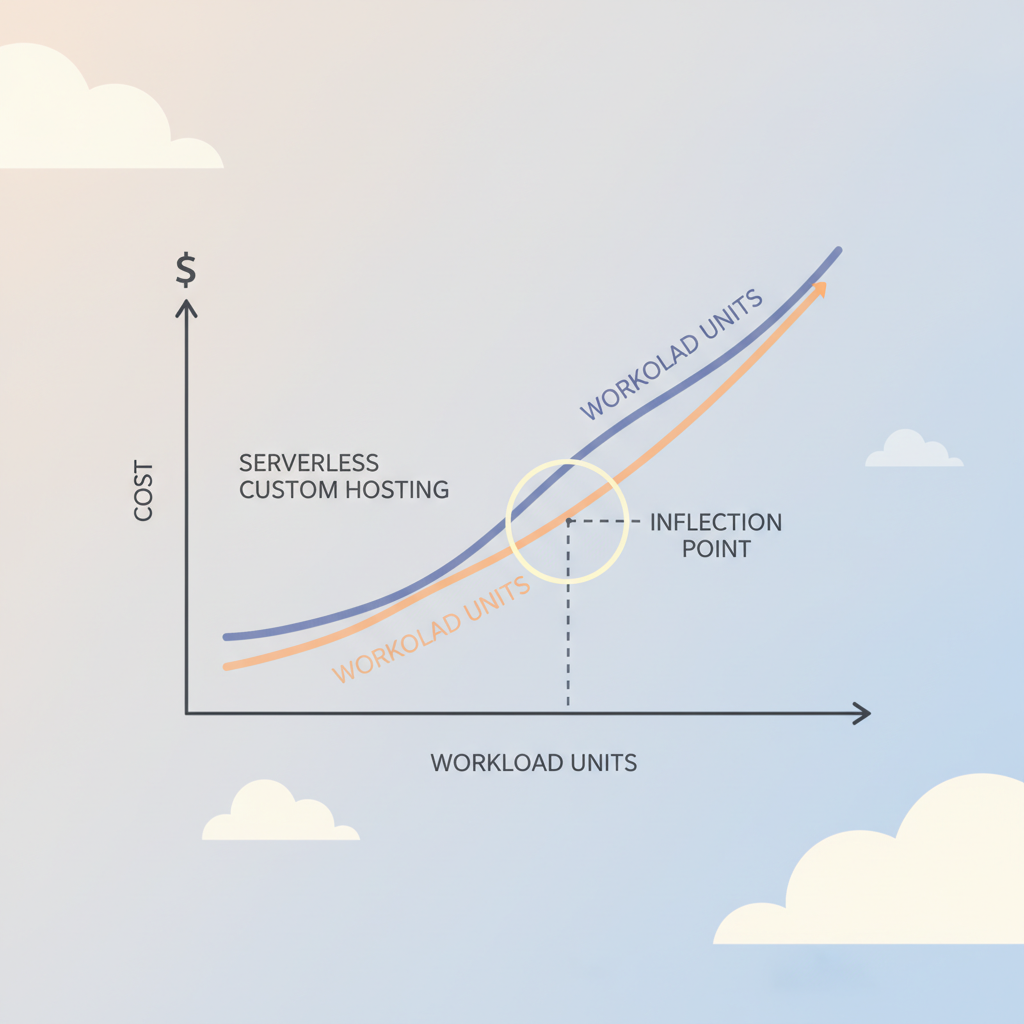 Graph showing cost scaling of Workload Units vs serverless custom hosting