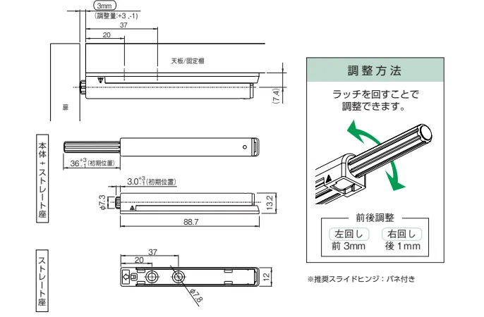 プッシュラッチM1 ミドル ｜ホリエ金物株式会社