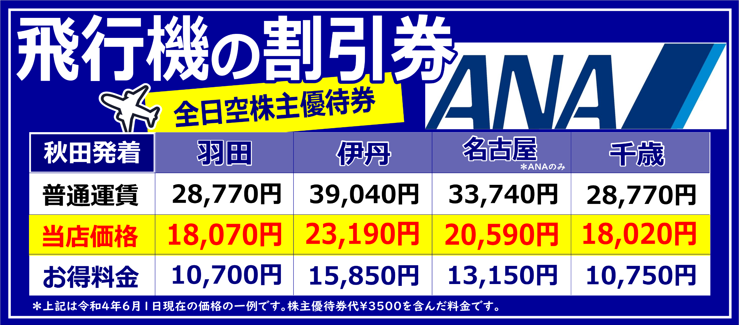 格安販売≫ANA株主優待券 4000円/JAL株主優待券 4000円