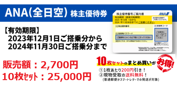 航空券が半額に！】ANA・JAL 株主優待割引券（当日購入でも安い！） 日本海チケット・パピルス～あなたの街の金券ショップ～