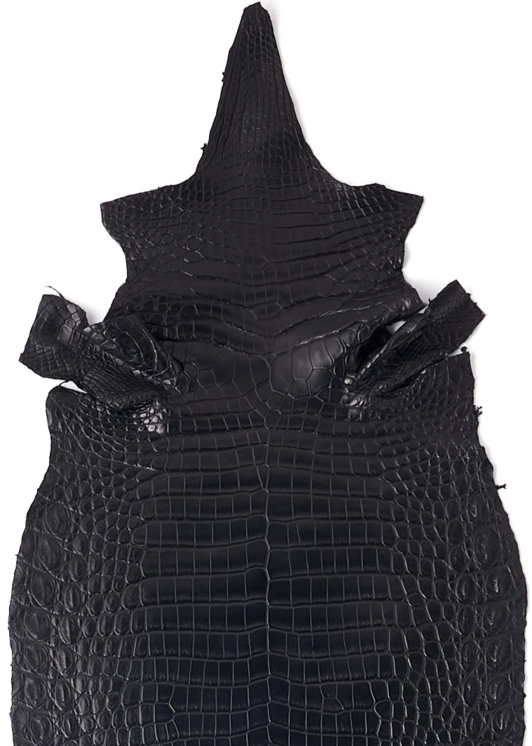 Nile Crocodile Skin Belly Matte Black 45/49 cm