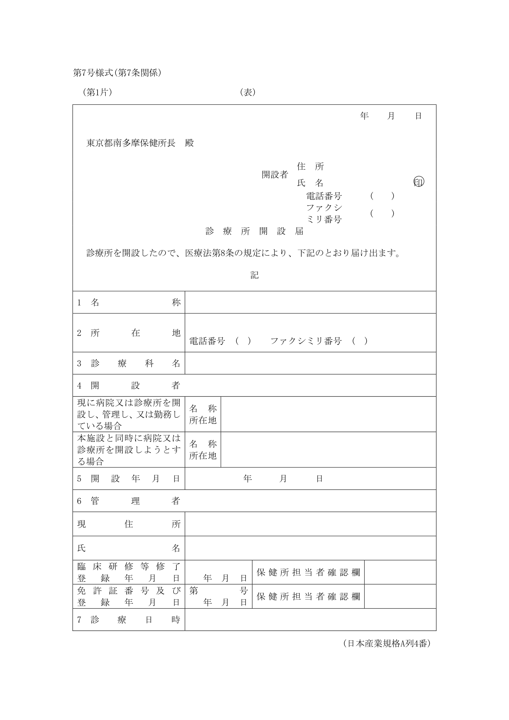 開設届