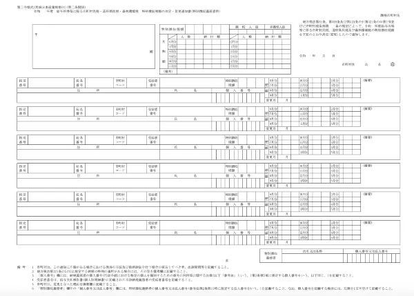 特別徴収税額決定通知書