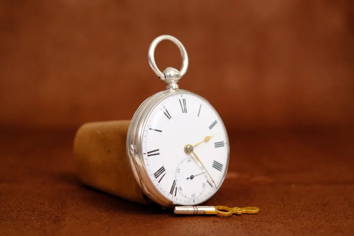 英国 ロンドン 1871年製 銀無垢 鎖引き 懐中時計【売約済】