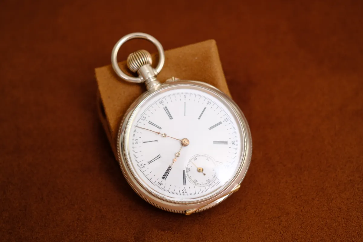 【稀少・貴重】　明治時代　商館時計　レッツ商会　 懐中時計　シルバー　両蓋 稀少・貴重】 明治時代 商館時計 レッツ商会 懐中時計 シルバー