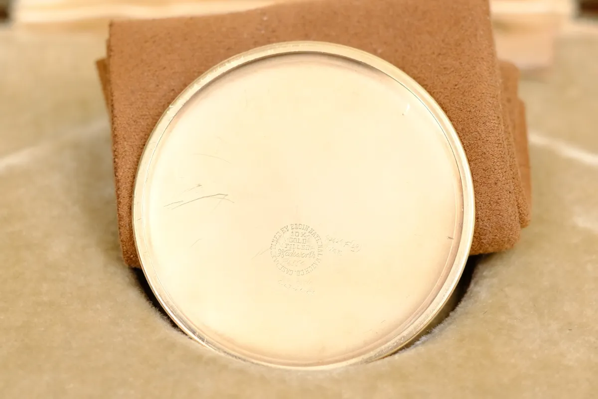 ELGIN De Luxe 1951 10金張り モダン懐中時計 値札箱付 【売約済】