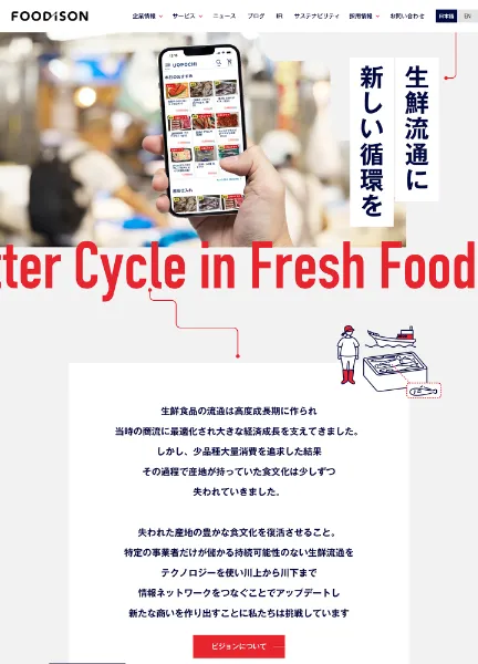 スクリーンショット:フーディソン: 生鮮流通に新しい循環を