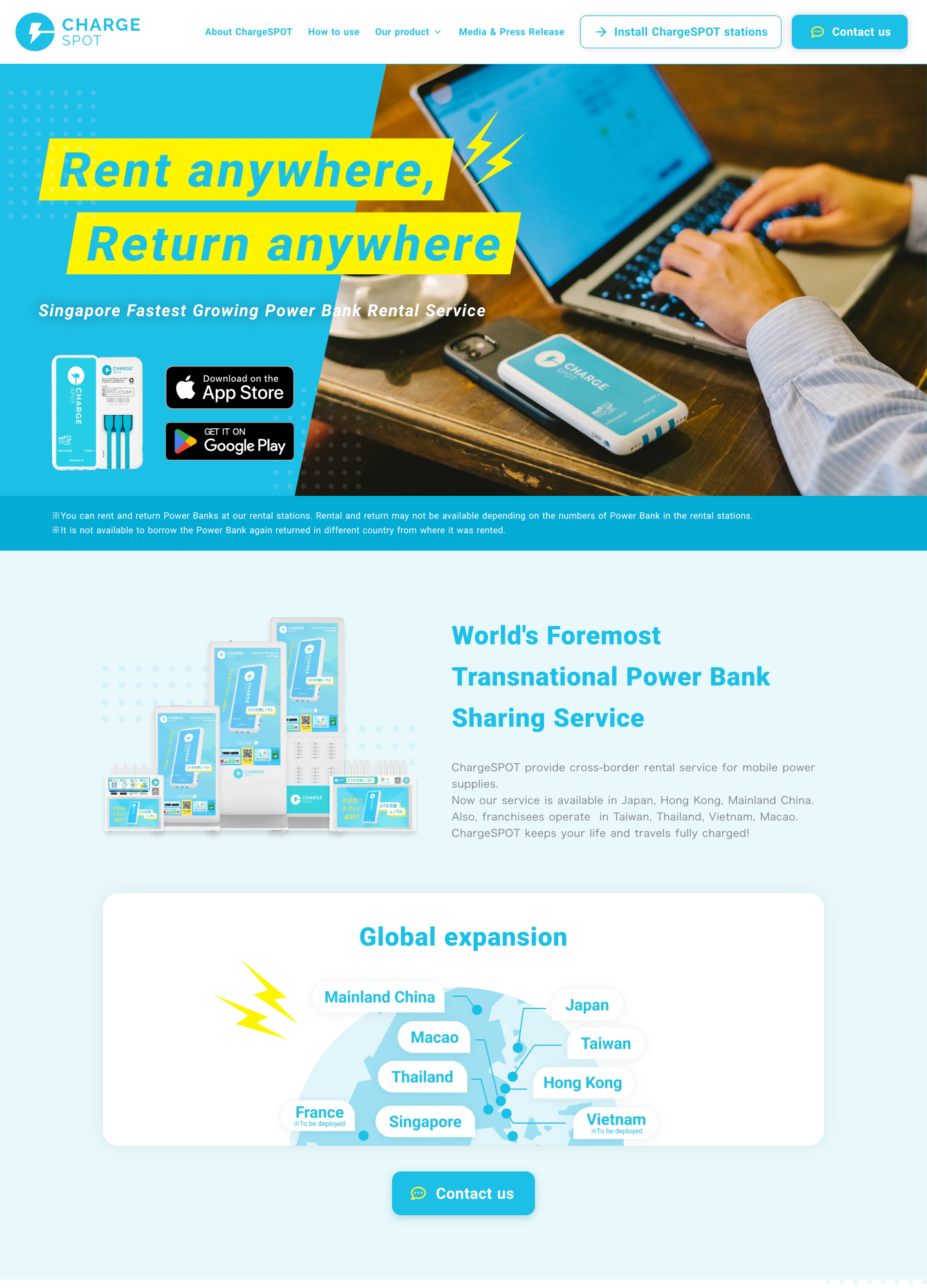 スクリーンショット:ChargeSPOT: Singapore Fastest Growing Power Bank Rental Service