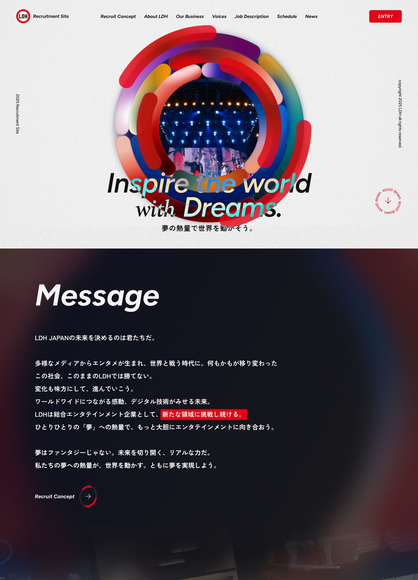 スクリーンショット:LDH JAPAN 新卒採用サイト