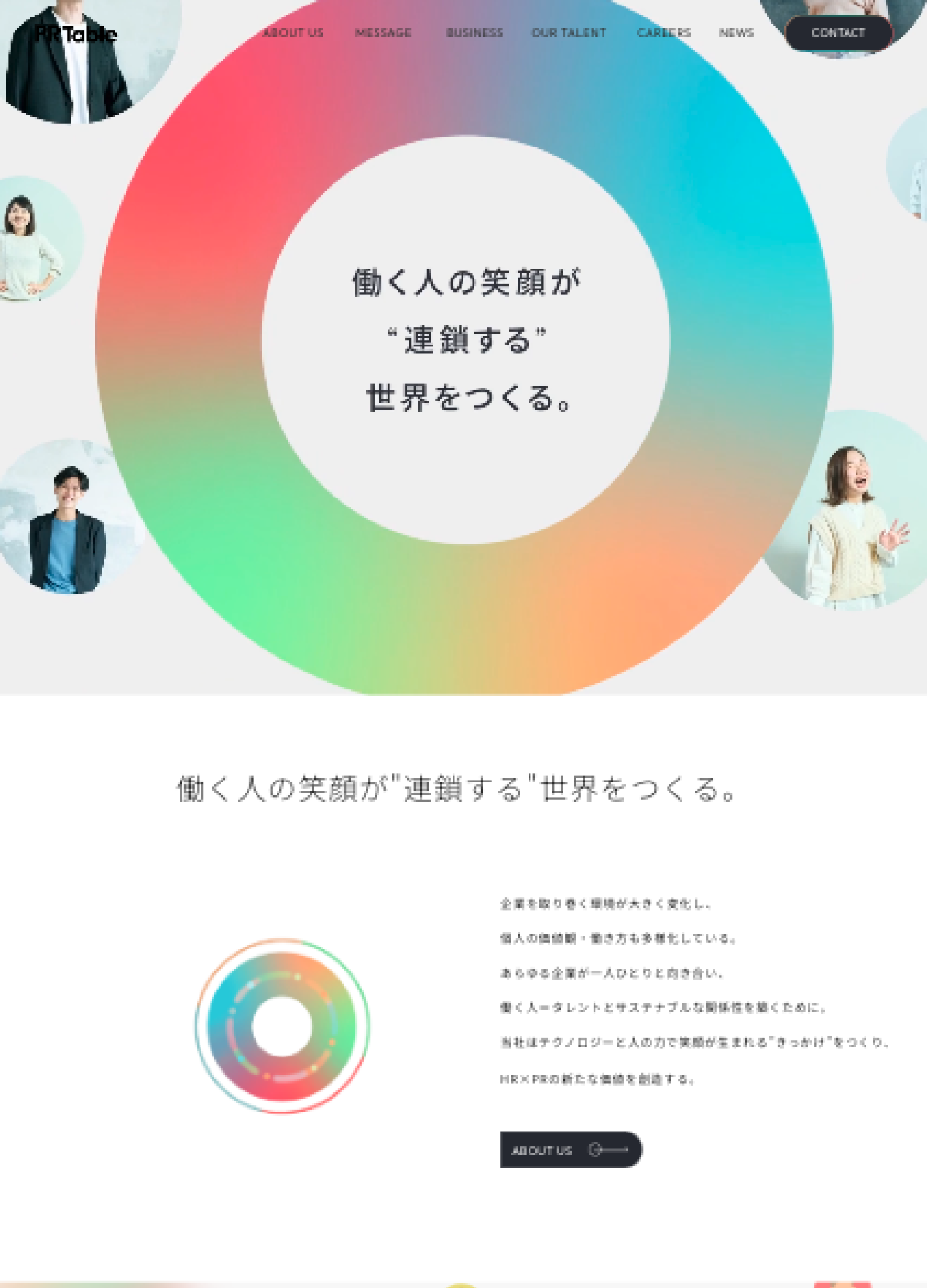 スクリーンショット:PR Table|コーポレートサイト