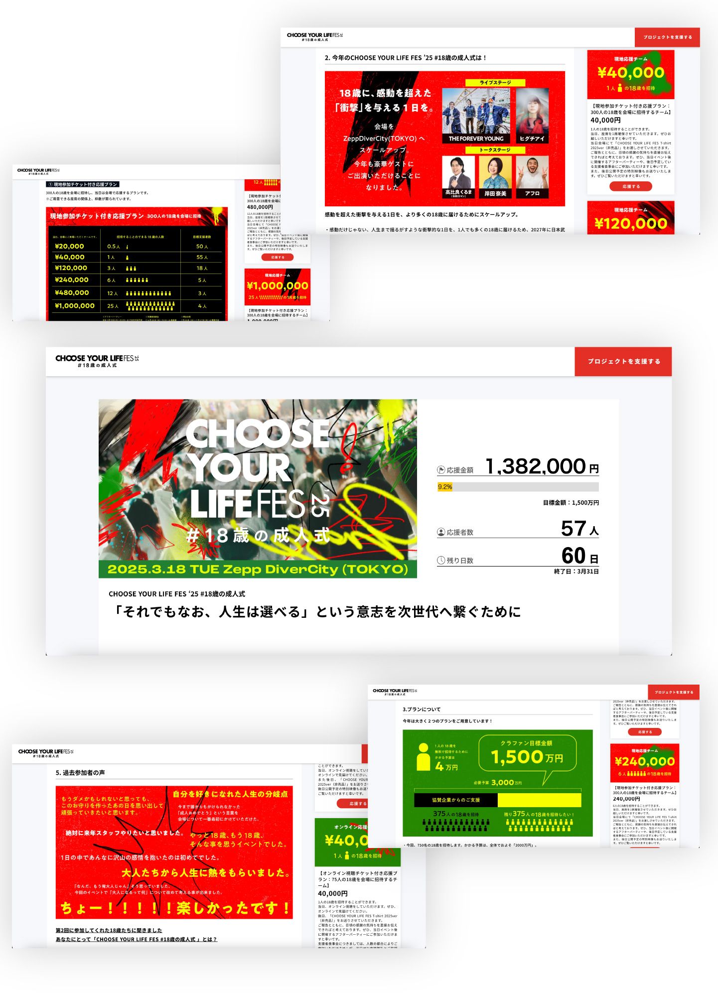 スクリーンショット:クラウドファンディングサイト | CHOOSE YOUR LIFE FES ’25 #18歳の成人式