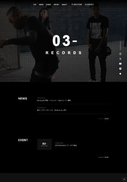 スクリーンショット：03-RECORDS｜Official Web Site