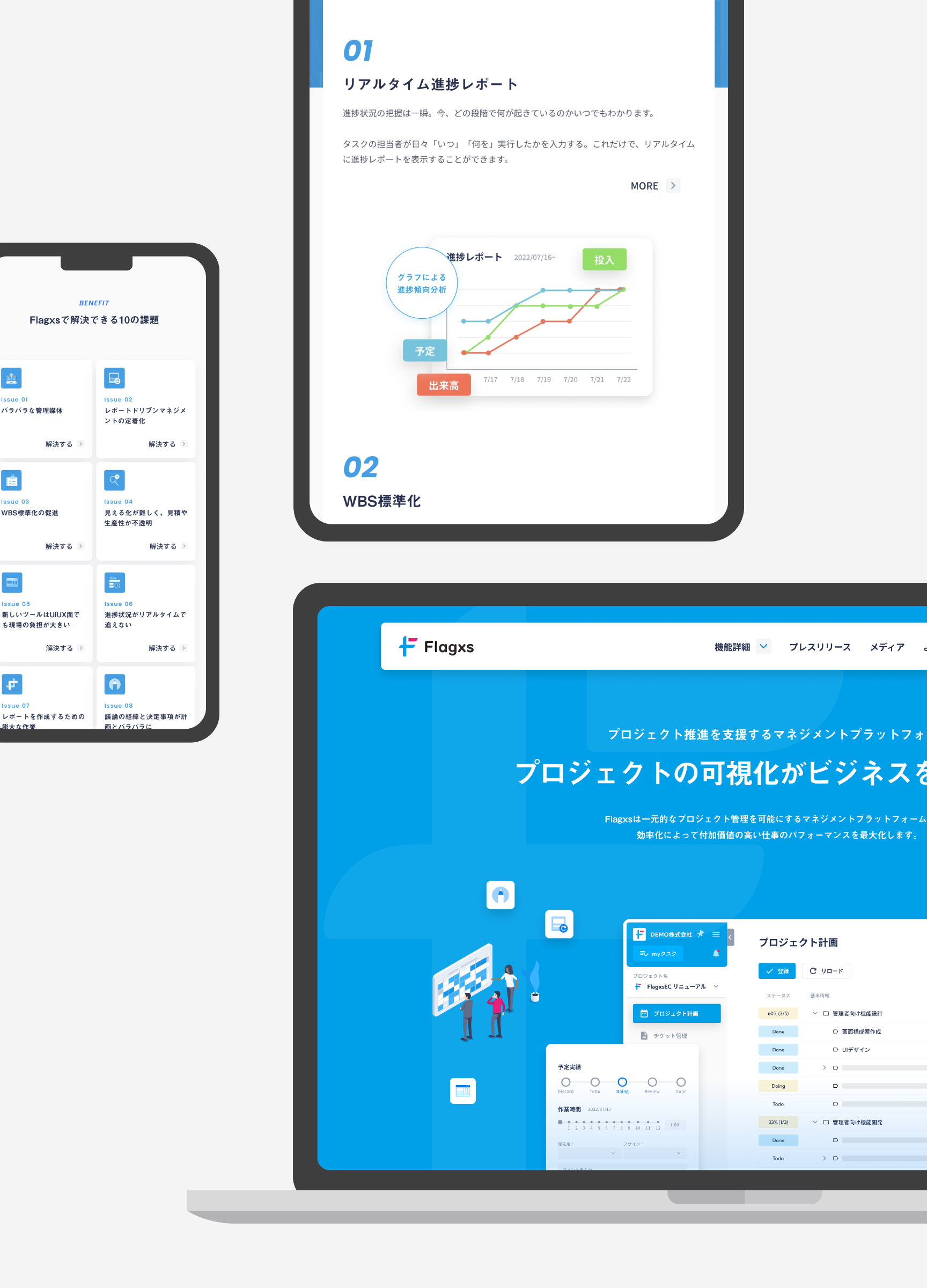 スクリーンショット:フラッグス株式会社|プロジェクトマネジメントDXクラウド