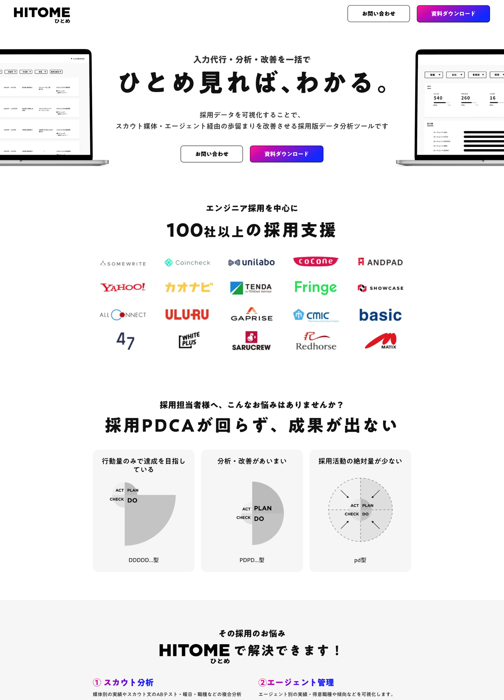 スクリーンショット:採用活動を効率化する採用DXツール「HITOME(ひとめ)」