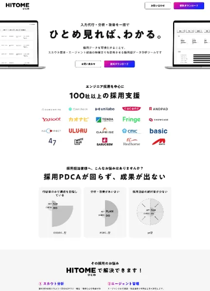 スクリーンショット：採用活動を効率化する採用DXツール「HITOME（ひとめ）」