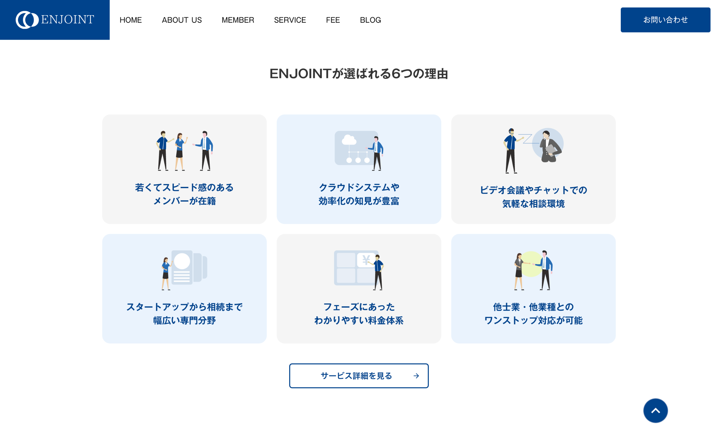 スクリーンショット:エンジョイント公式サイト。エンジョイントが選ばれる6つの理由